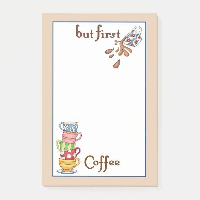 Färgstarka Kaffe koppar - PostIT®-anteckningar Post-it Block (Framsida)