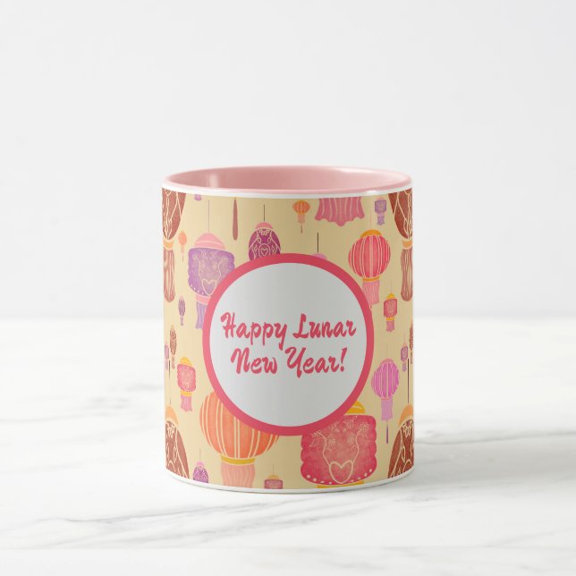 Färgstarka kinesiska lanternor - nyår mugg (Center)