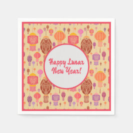 Färgstarka kinesiska lanternor - nyår pappersservett