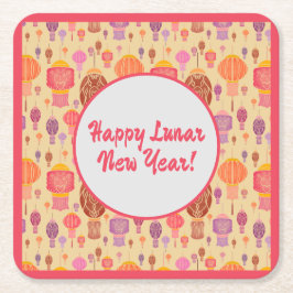 Färgstarka kinesiska lanternor - nyår underlägg papper kvadrat