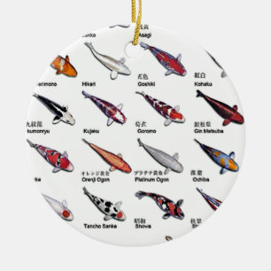 Färgstarka koifisksorter Nishikigoi Asian Art Julgransprydnad Keramik