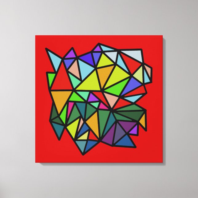 färgstarka konstgeometriska trianglar canvastryck (Framsida)