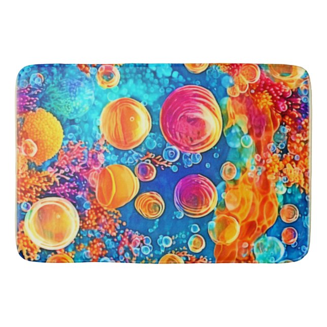 Färgstarka korallrevsbubblor badrumsmatta (Framsidan)