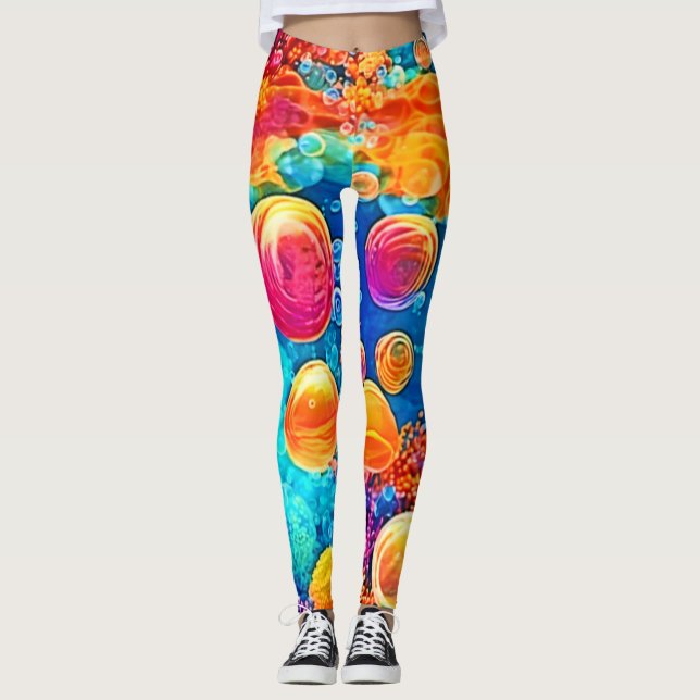 Färgstarka korallrevsbubblor leggings (Framsida)