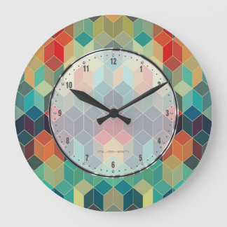 Färgstarka kuber Geometric Mönster Stor Klocka