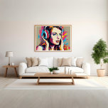 Färgstarka kvinnor lyssnar på Music Pop Art Poster<br><div class="desc">Njut av en värld av livfull kreativitet med vår "Colorful Woman Listens to Music Pop Art Poster". Den här fängslande teckningen är perfekt liktydig med popkonst med musikalisk glädje. Den djärva och intrikata detaljen i färg skapar en synligt slående upplevelse som firar kärlek i musik och konstnärliga uttryck. Oavsett om...</div>