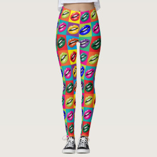 Färgstarka Läppar Lagar med allt-över-tryck Leggings