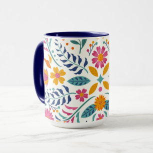 Färgstarka, lätta Blommigtar Modern botaniska blom Mugg