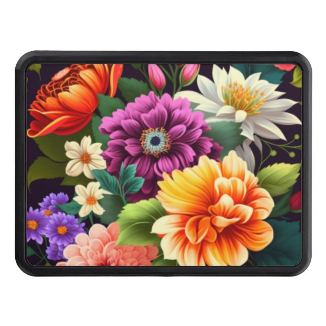 Färgstarka levande blommor dragkroksskydd (Framsidan)