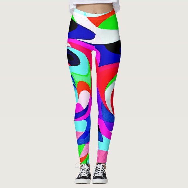 Färgstarka, levande utdrag Mönster Leggings (Framsida)