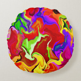 Färgstarka, levande utdrag Mönster Rund Kudde