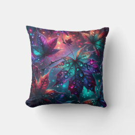 "Färgstarka Löv med regndroppar" Kudde