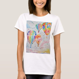 Färgstarka Luftballonger Vattenfärgmålarfärg T Shirt