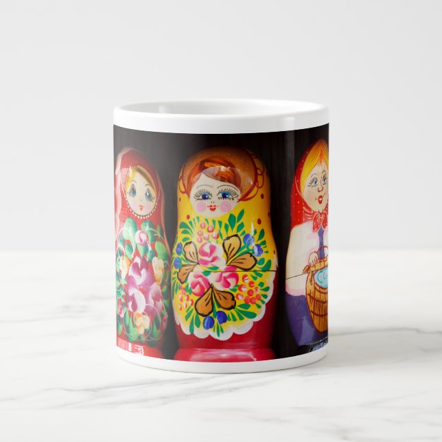 Färgstarka Matryoshka-dockor Jumbo Mugg (Framsidan)