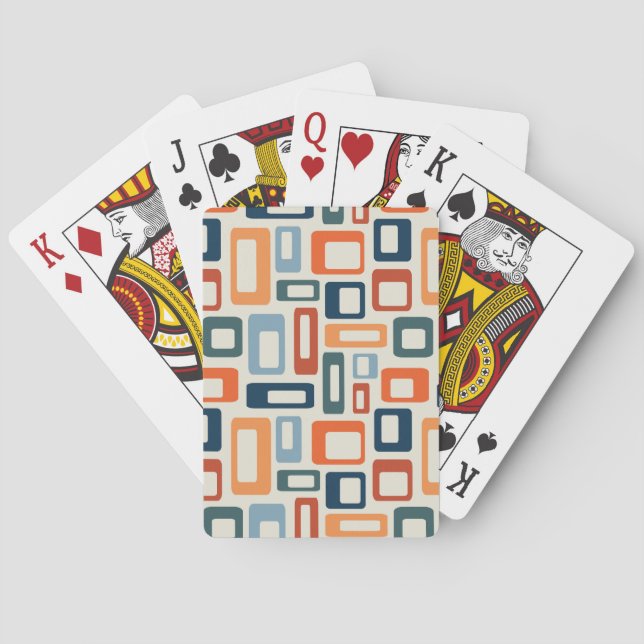 Färgstarka Mid Century-stilformer Casinokort (Baksidan)