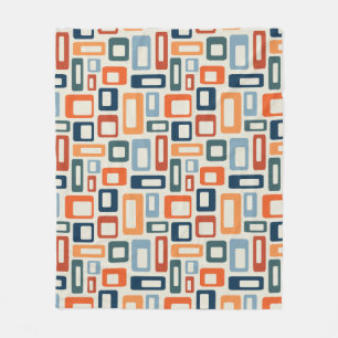 Färgstarka Mid Century-stilformer Fleecefilt