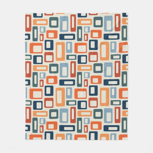 Färgstarka Mid Century-stilformer Fleecefilt (Framsidan)