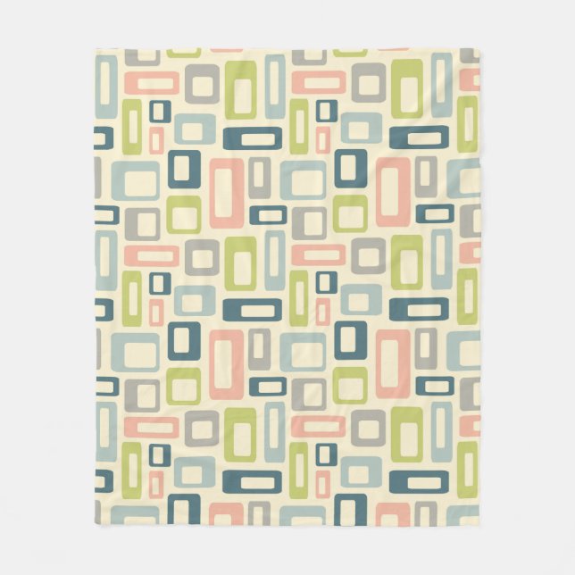 Färgstarka Mid Century-stilformer Fleecefilt (Framsidan)