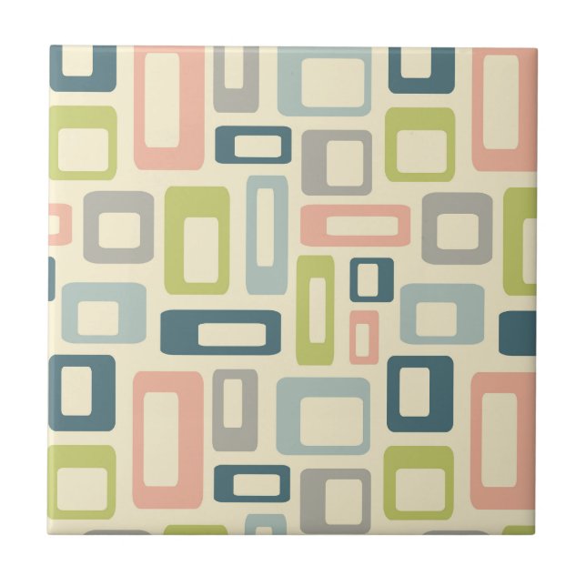 Färgstarka Mid Century-stilformer Kakelplatta (Framsidan)