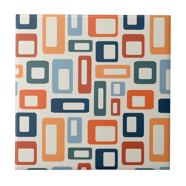 Färgstarka Mid Century-stilformer Kakelplatta (Framsidan)