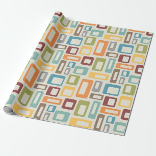 Färgstarka Mid Century-stilformer Presentpapper