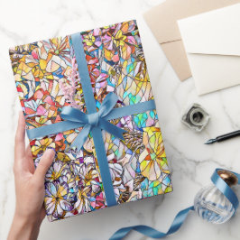Färgstarka moderna blommor Mönster Presentpapper