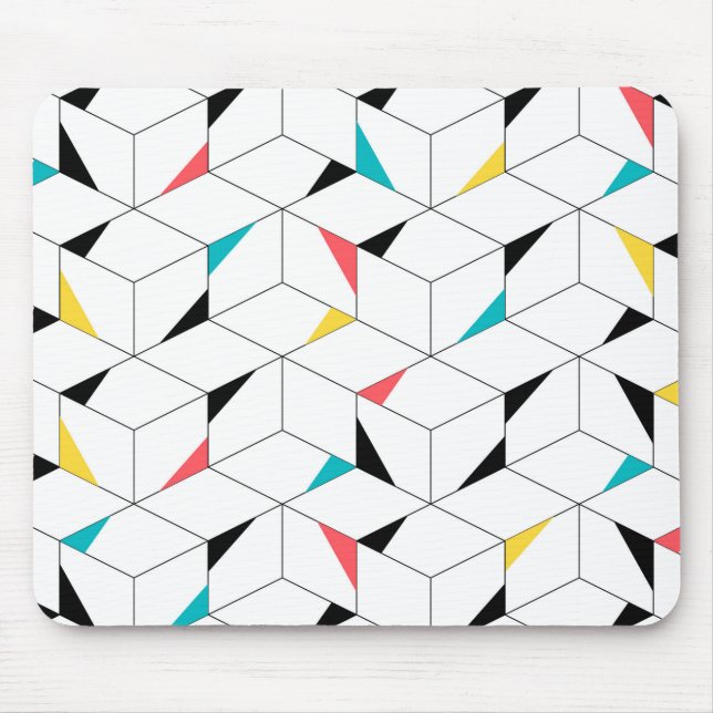 Färgstarka, moderna, glada trendig lycklig-kuber musmatta (Framsidan)