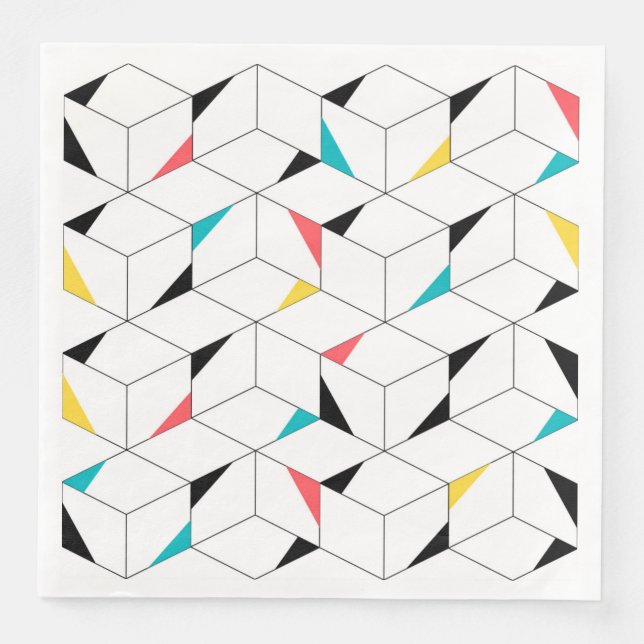 Färgstarka, moderna, glada trendig lycklig-kuber pappersservett (Framsida)
