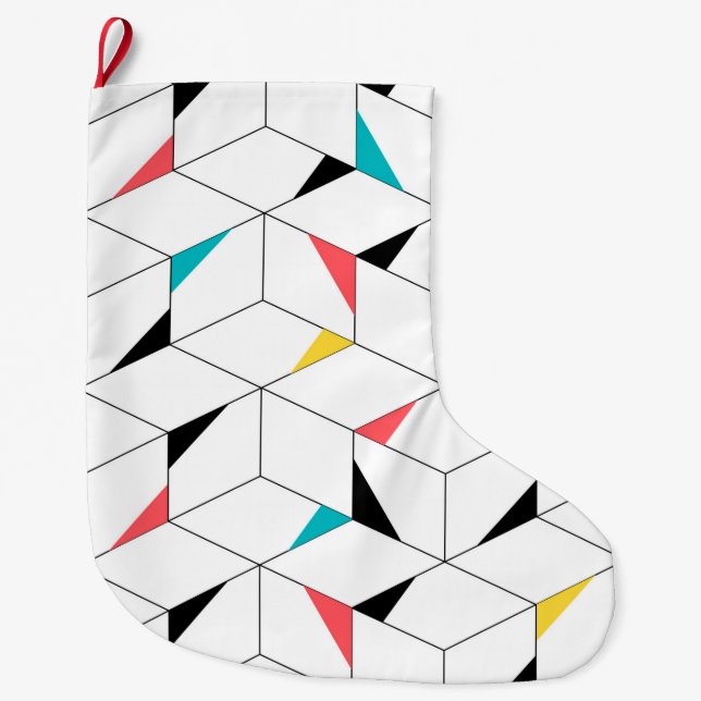 Färgstarka, moderna, glada trendig lycklig-kuber stor julstrumpa (Framsidan)