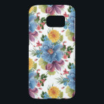 Färgstarka moderna vattenfärger Flowers Mönster Galaxy S5 Skal<br><div class="desc">Elegant vattenfärger färgstarka blommor sömlös mönster vit bakgrund.</div>