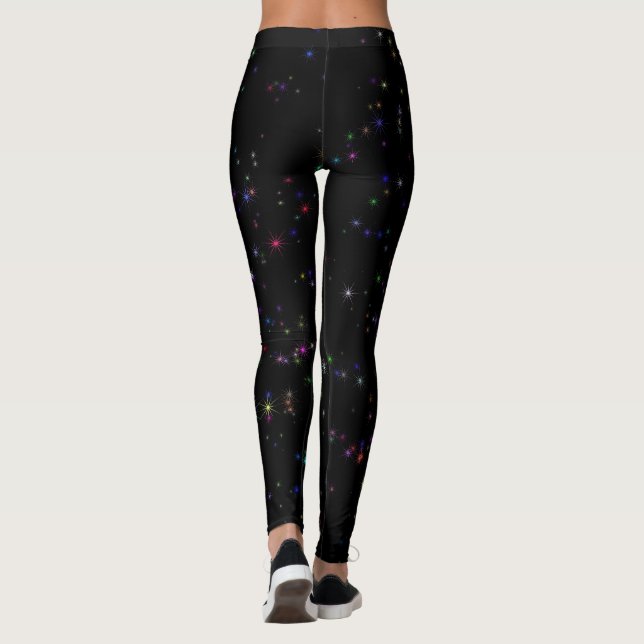 Färgstarka, mousserande stjärnor i mörker himmel s leggings (Baksida)