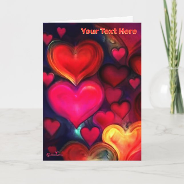 Färgstarka multihjärtan Valentine Helgkort (Framsida)