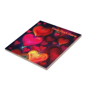 Färgstarka multihjärtan Valentine Kakelplatta