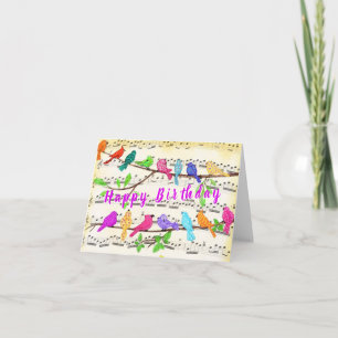Färgstarka musikaler med födelsekort Vår Sång Kort