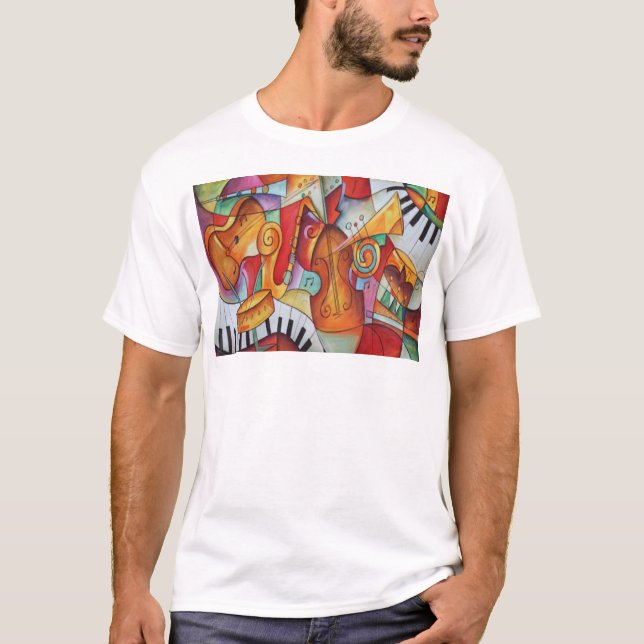 Färgstarka musikinstrument mönster t shirt (Framsida)