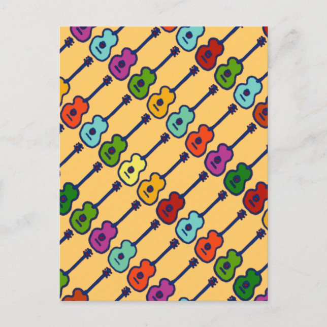 färgstarka musikinstrument vykort (Framsida)