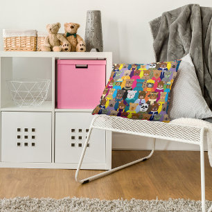 Färgstarka Nallar med många yrken Kudde