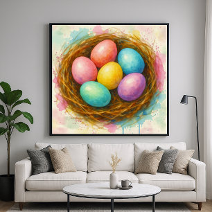 Färgstarka näsägg - vattenfärgsfärgning Stil Art Poster