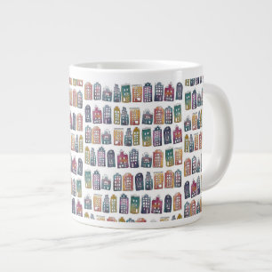 Färgstarka nederländska hus Amsterdam Mönster R Jumbo Mugg