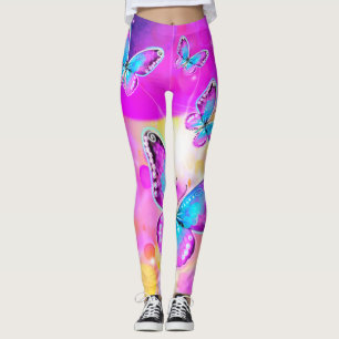 Färgstarka neon Butterflies Leggings