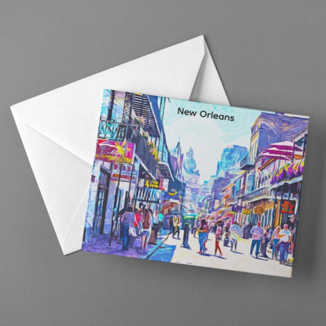Färgstarka New Orleans Louisiana Fransk Quarter Vykort (Colorful New Orleans Louisiana French Quarter Postcard)
