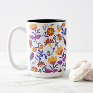 Färgstarka och levande moderna blommor Två-Tonad mugg