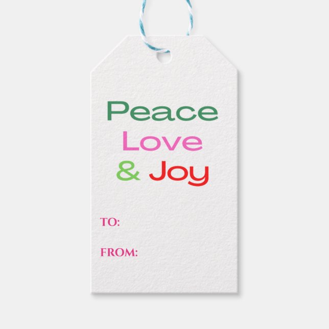 Färgstarka och Roligt Peace Kärlek och Joy Gift-Mä Presentetikett (Framsidan)