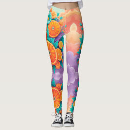 Färgstarka orangar leggings