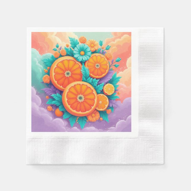 Färgstarka orangar pappersservett (Framsidan)