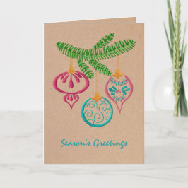 Färgstarka ornament Julhälsningar kort