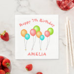 Färgstarka Party-ballonger Kid Birthday Pappersservett<br><div class="desc">Cute Colorful Party Balloons Kid Birthday Napkins. Färgblöjor från party,  som fyller sin dag,  med fyra färgstarka ballonger i rött,  grönt,  blått och orange färg. Anpassa blöjorna med ditt barns namn.</div>