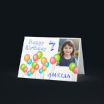 Färgstarka Party-ballonger Kid Birthday Photo Kort<br><div class="desc">Färgfulla Party-bubblor Kid Birthday-fotokort. Cute grattis på födelsedagen-kort med fyra färgstarka ballonger i rött,  grönt,  blått och orange färg. Anpassa den med ditt barns namn,  ålder och foto.</div>