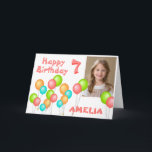 Färgstarka Party-ballonger Kid Birthday Photo Kort<br><div class="desc">Färgfulla Party-bubblor Kid Birthday-fotokort. Cute grattis på födelsedagen-kort med fyra färgstarka ballonger i rött,  grönt,  blått och orange färg. Anpassa den med ditt barns namn,  ålder och foto.</div>