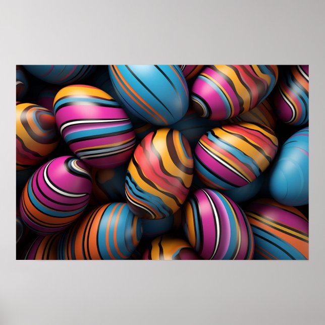 Färgstarka Påskägg med snabbt rand Poster (Framsidan)